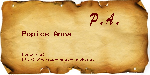 Popics Anna névjegykártya